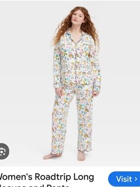 Roller Rabbit White Roadtrip Print Long Pajama Set